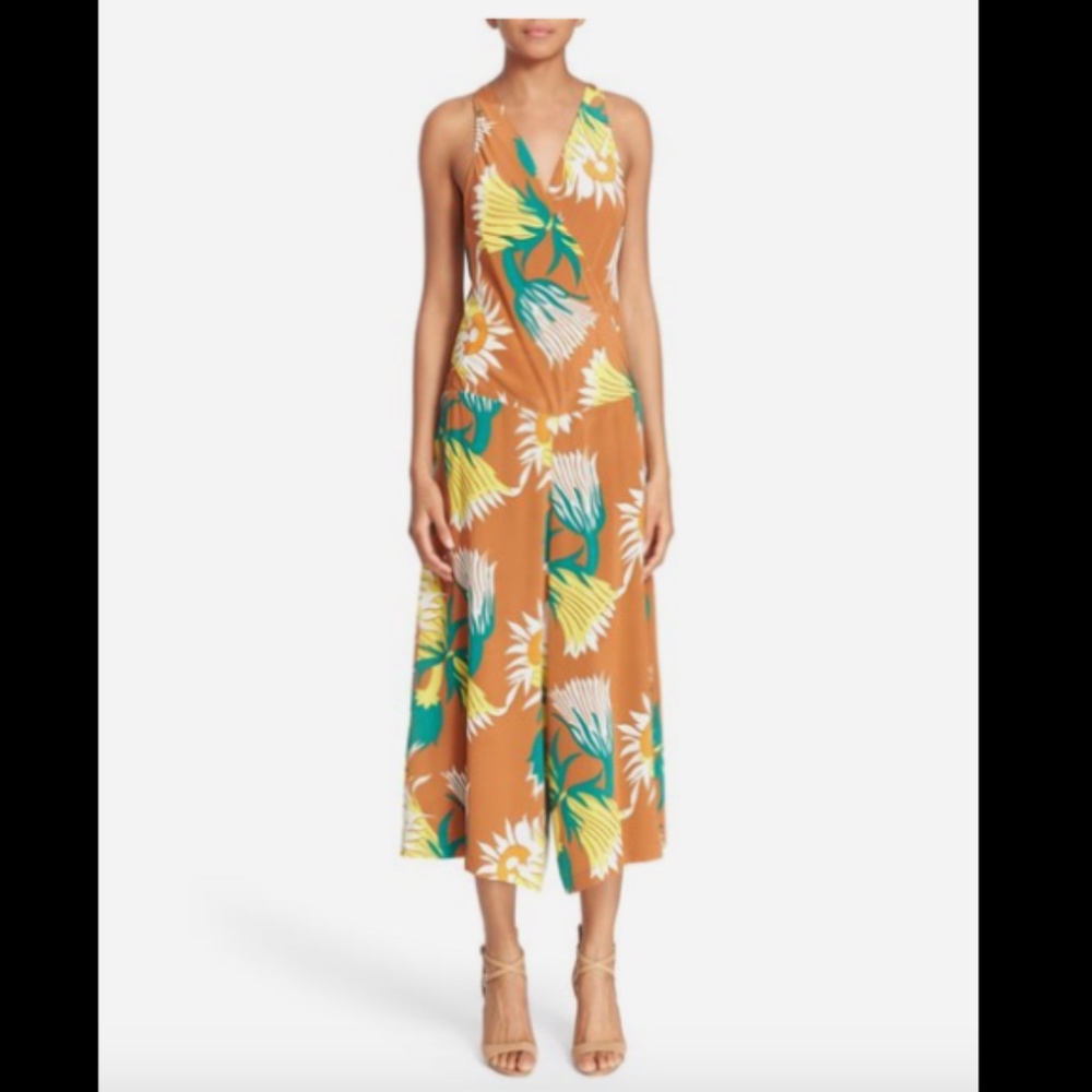 NWT $398 TRACY REESE FLORAL PRINT CROP SILK JUMPSUIT AMAZON LILY S